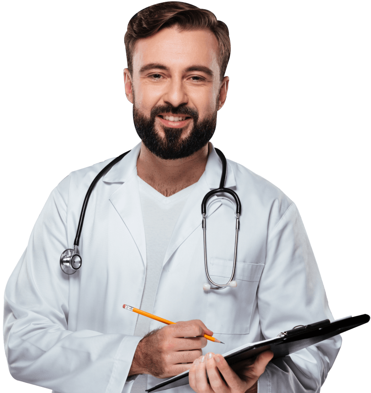 doctor with list of studies